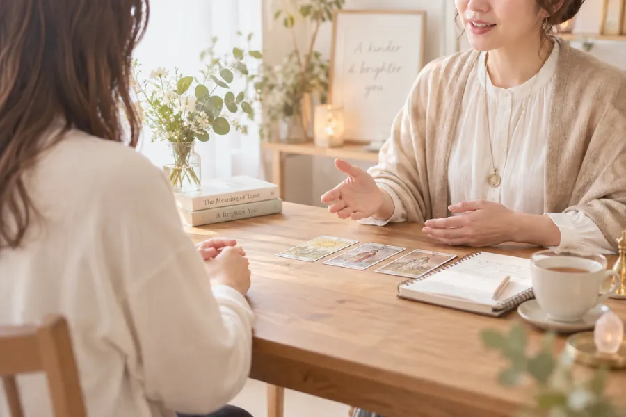 占い師と落ち着いて相談するイメージ